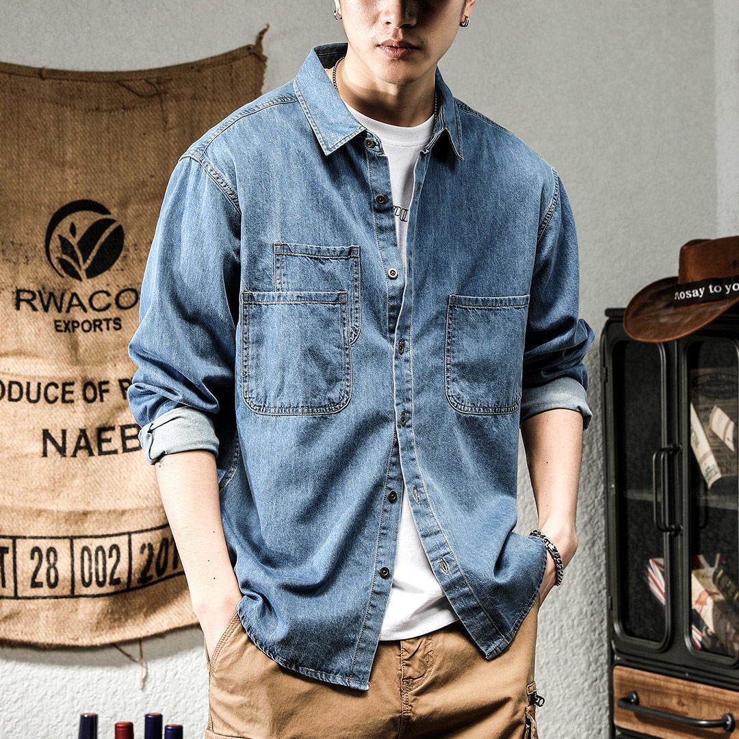 Winter Clothing Uae - Spring Ruffian Handsome Denim Tooling Long-sleeved