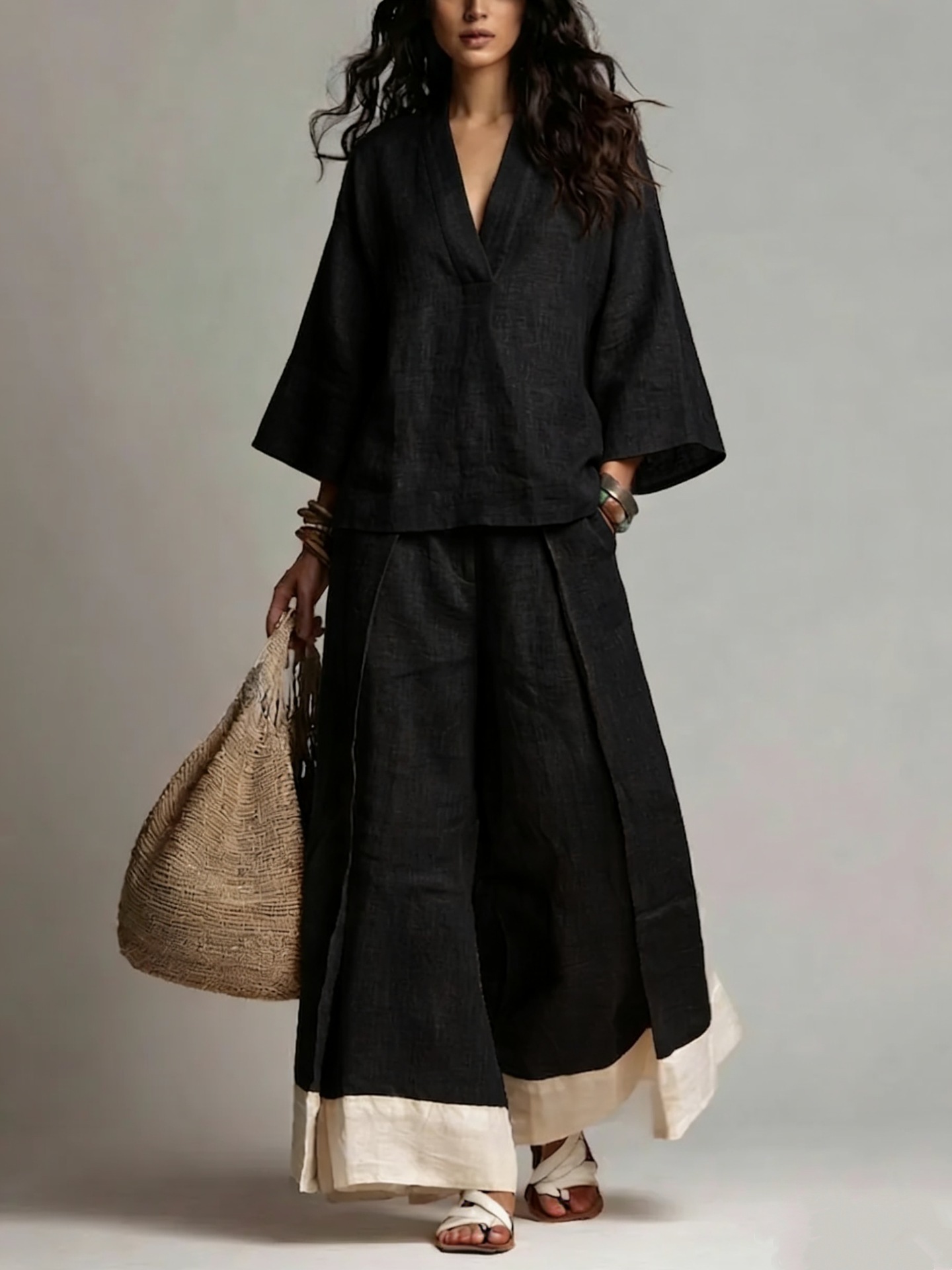 Summer Women V-neck Cotton Lin - Winter Clothing Sale recension och pris